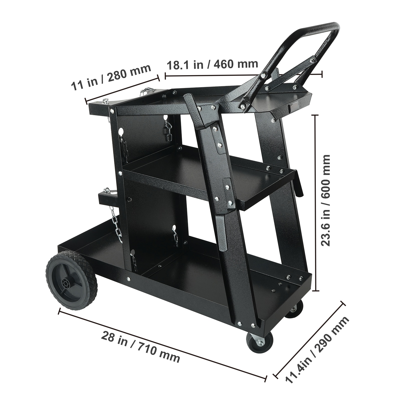 Heavy Duty Welding Cart With 3 Tiers And Swivel Wheels For Workshop_voghion.com